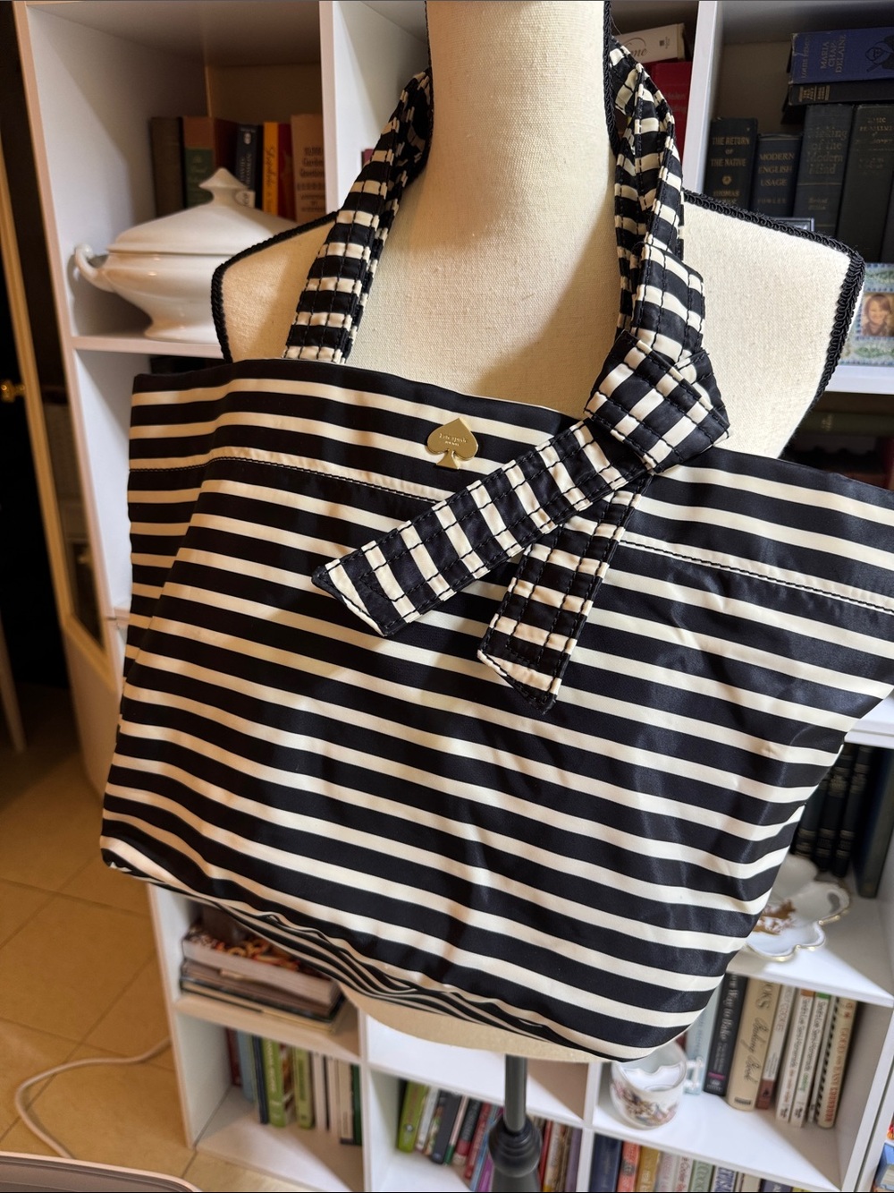 kate spade Black and White Striped Tote